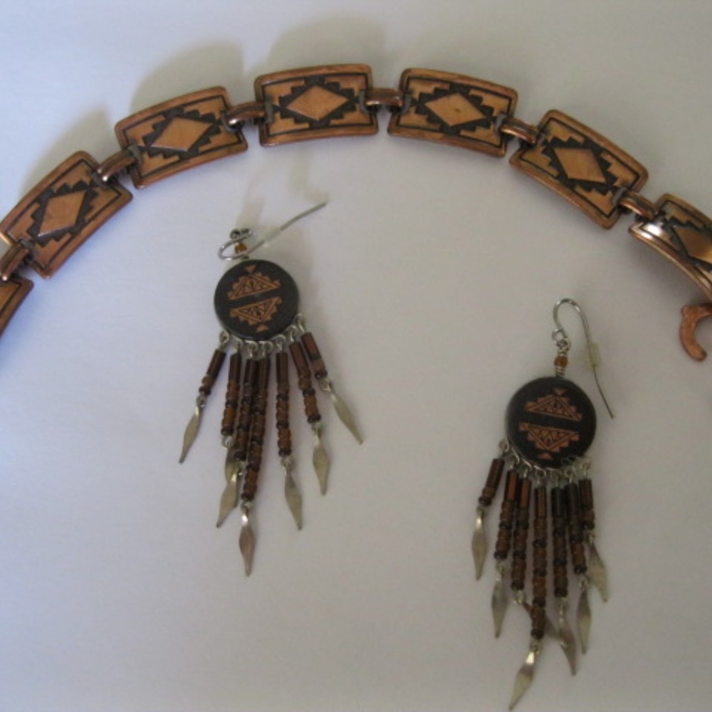 Copper earrings with matching bracelet